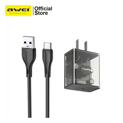 Awei C11T Fast Charging Transparent Adapter with Type-C Cable